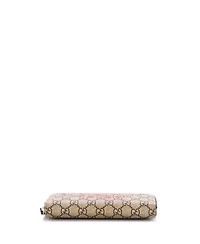 Pre-Owned Gucci Zip Around Wallet Gg Coated Canvas with Applique