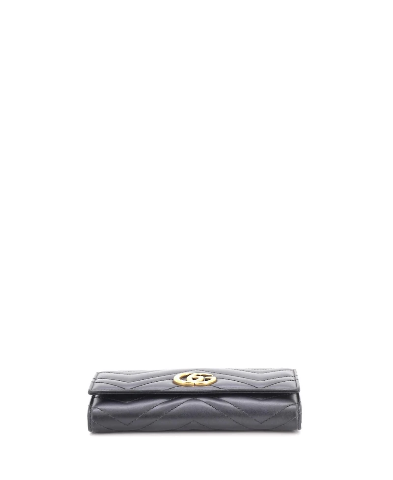 Pre-Owned Gucci Gg Marmont Continental Wallet Matelasse Leather