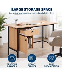 gaomon Compact Desk with Drawer and Cabinet, Study Table for Small Spaces