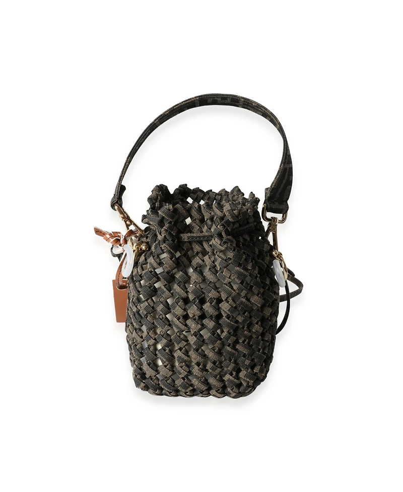 Pre-Owned Fendi Brown Jacquard Interlace Canvas Mini Mon Tresor