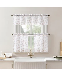 No. 918 Jacqueline Tonal Floral Puff Print Semi-Sheer Rod Pocket Kitchen Curtain Valance