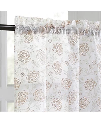 No. 918 Jacqueline Tonal Floral Puff Print Semi-Sheer Rod Pocket Kitchen Curtain Tier Pair