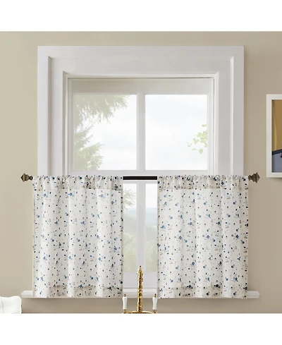 No. 918 Mirabelle Ditsy Floral Semi-Sheer Rod Pocket Kitchen Curtain Tier Pair