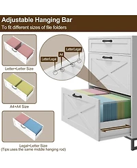Vabches File Cabinet 3 Drawers Lateral File Cabinet for Letter/Legal/A4 Size Hanging Files