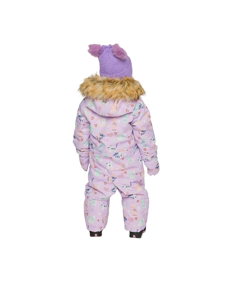 Deux par Baby Girls One Piece Snowsuit Adapted for Car Seats Cat Print