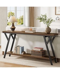 Tribesigns 70.9" Narrow Console Table: Industrial sofa table with 2-tier shelf for hallway, living room, entrance, foyer.