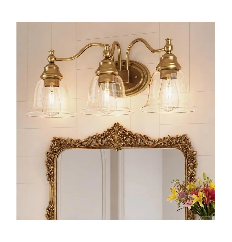 Tribesigns 3-Light Bathroom Light Fixtures, Modern Vanity Light with Clear Glass Shade, Bathroom Wall Lamp (Bulbs Not Included)