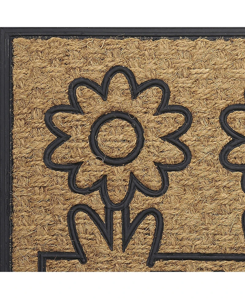 Kate Aurora Key West Welcome Daisies Coir Bristled Outdoor All Season Welcome Mat With Rubber Trim - 18"x30"