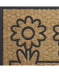 Kate Aurora Key West Welcome Daisies Coir Bristled Outdoor All Season Welcome Mat With Rubber Trim - 18"x30"