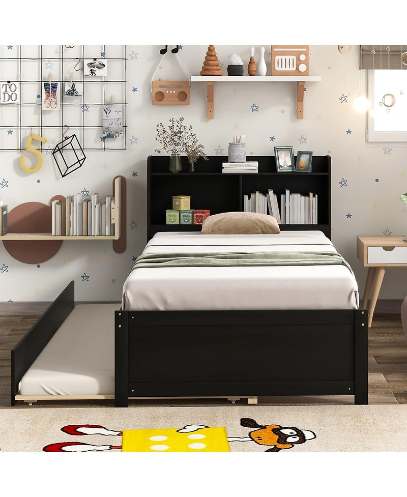 Sailvan Bed with Trundle,Bookcase