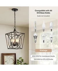Tribesigns 4-Light Farmhouse Chandelier, Rustic Metal Cage Adjustable Industrial Hanging Pendant Light Ceiling Fixture