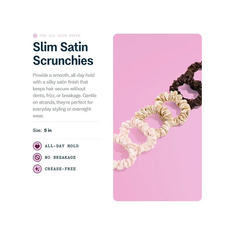 Gimme Beauty Slim Satin Hair Scrunchies Soft