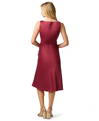 Adrianna Papell Women's Satin Cowl Neck Draped Midi Dress