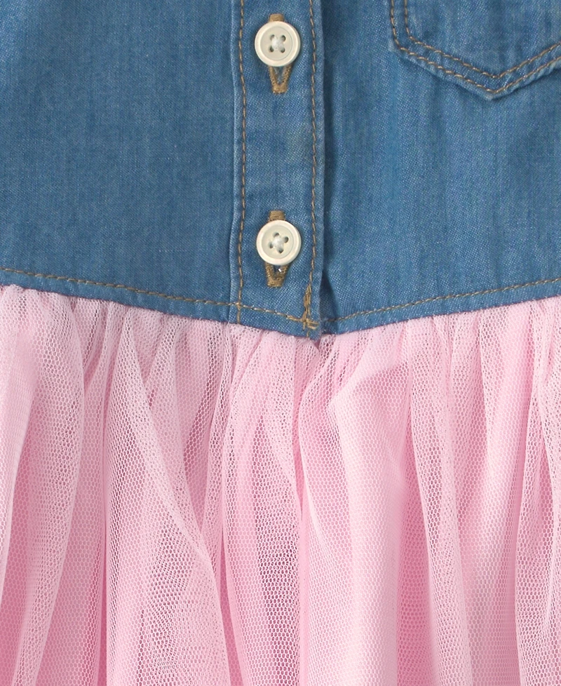 Osh Kosh Baby Girls' Chambray Tulle Short-Sleeve Dress and Bloomers, 2-Piece Set