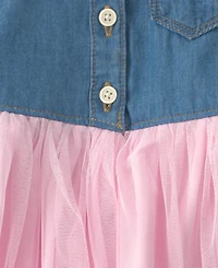 Osh Kosh Baby Girls' Chambray Tulle Short-Sleeve Dress and Bloomers, 2-Piece Set