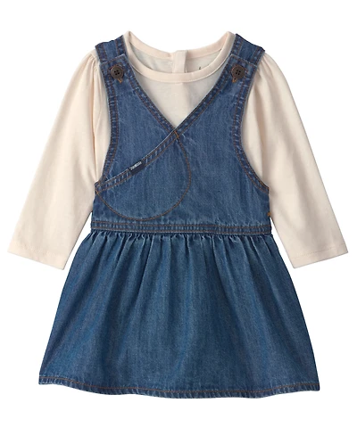 Osh Kosh Baby Girls' Sleeveless Denim Jumper Skirt and T-Shirt, 2-Piece Set