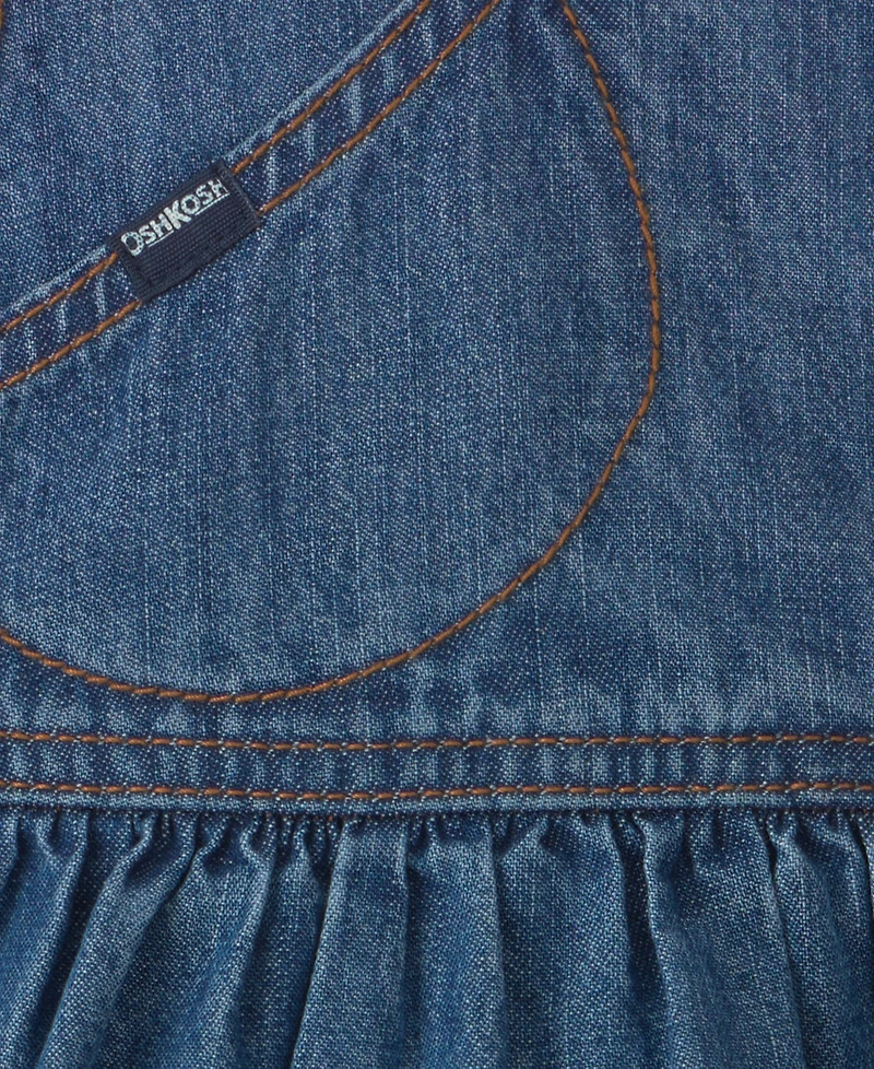 Osh Kosh Baby Girls' Sleeveless Denim Jumper Skirt and T-Shirt, 2-Piece Set