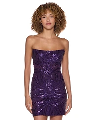 B Darlin Juniors' Strapless Sequin Corset-Bodice Dress, Macy's Exclusive