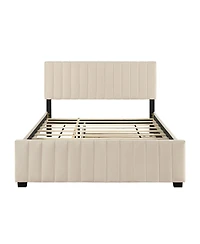 Streamdale Furniture Queen Size Velvet Upholstered Platform Bed with Twin Xl Size Trundle
