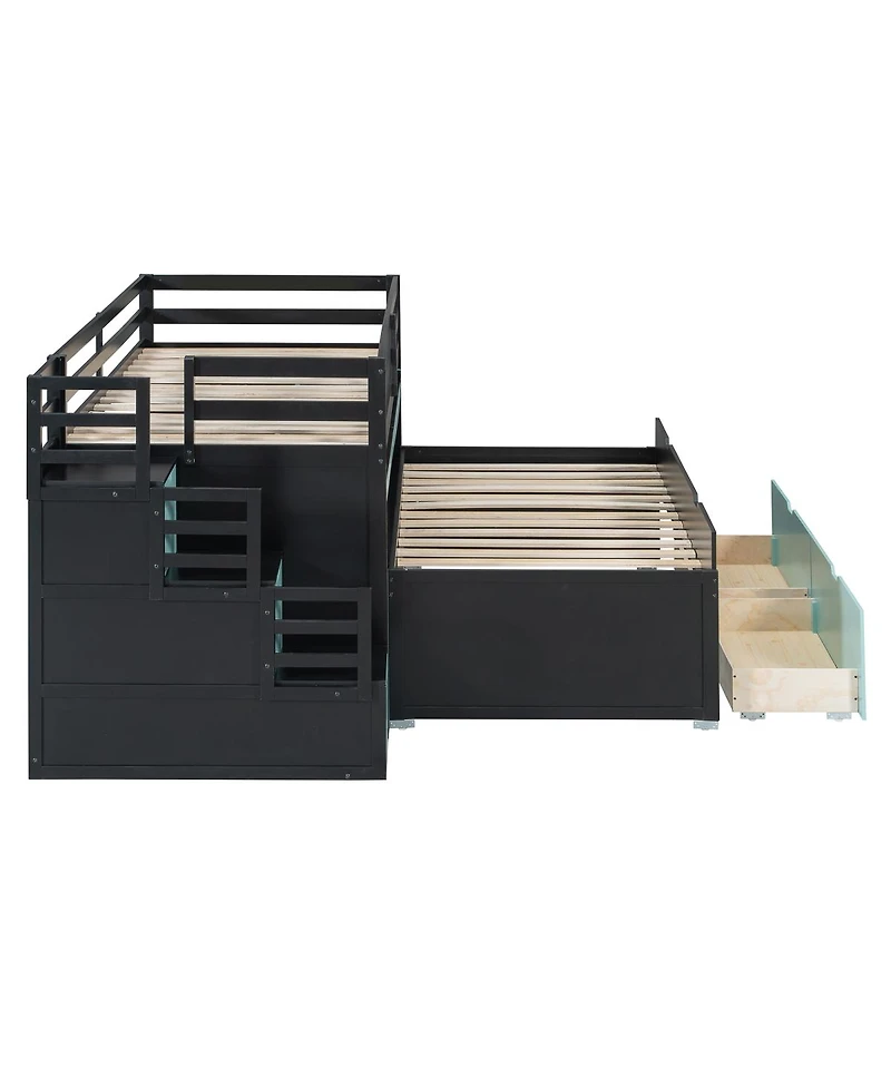 Streamdale Furniture Loft Bed with Desk, Trundle, Storage Steps, and Drawers