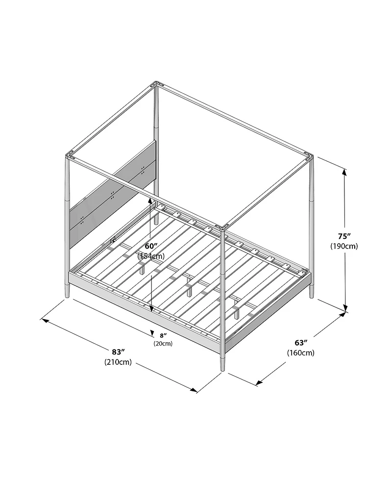 Plank+Beam Harbor Queen Canopy Bed with Upholstered Headboard