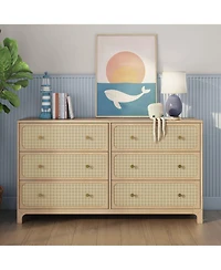 Max and Lily Elio/Rattan 6 Drawer Dresser