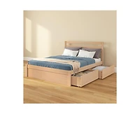 Grain & Grove Bear Full Single Bed With Underbed Storage Drawers, Oak Embossed