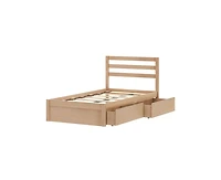 Grain & Grove Bear Twin Single Bed With Underbed Storage Drawers, Oak Embossed