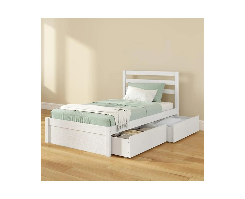 Grain & Grove Bear Twin Single Bed with Underbed Storage Drawers