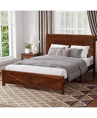 Streamdale Furniture Farmhouse Queen Bed with Barn Door Headboard and Footboard