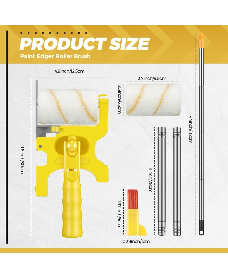 Xdovet Edger Kit Handheld Roller Brush Extension Pole Wall Ceiling Indoor Outdoor