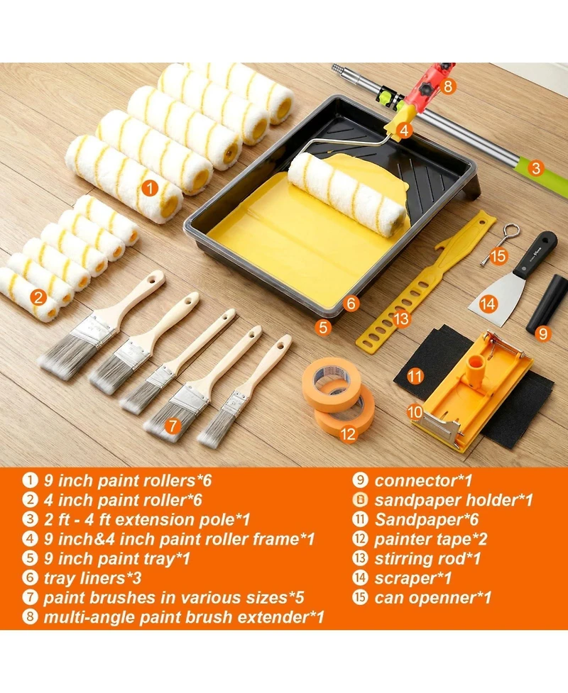 Xdovet Paint Roller Kit With Extension Pole Brush Set