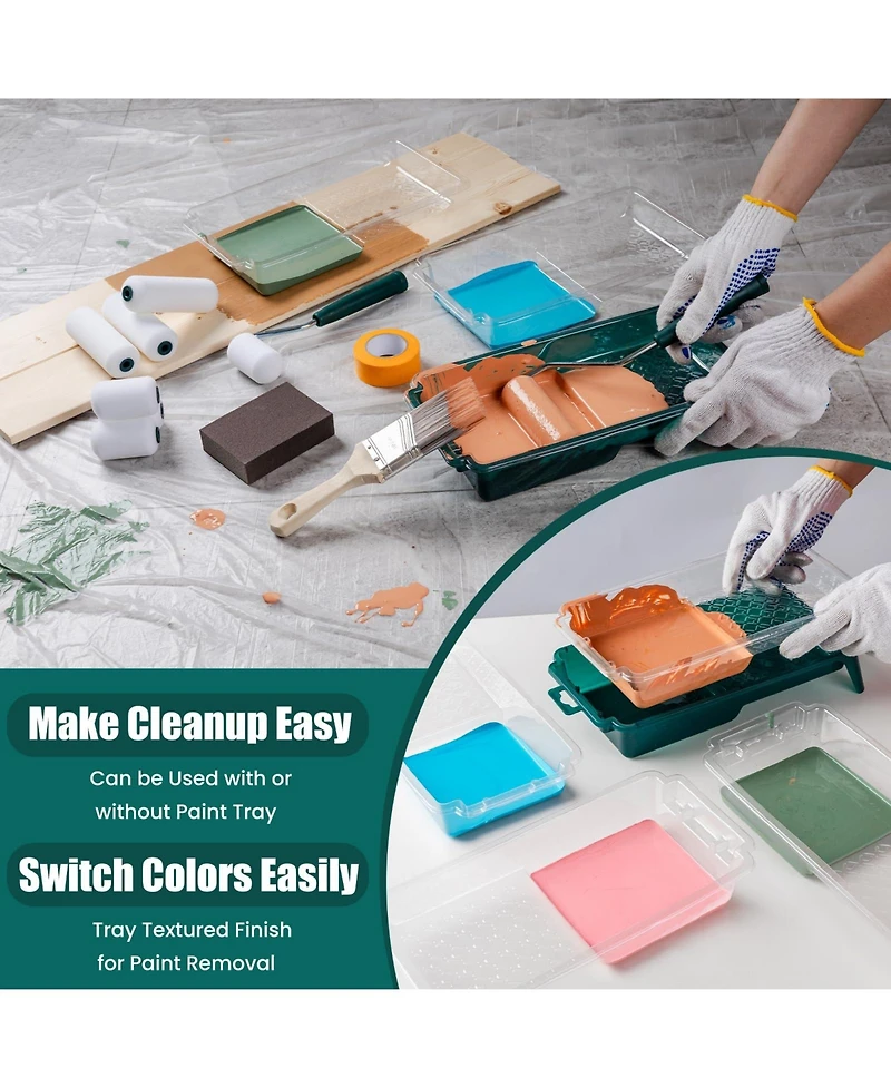 Xdovet Paint Roller Kit Foam Mini Covers Tray Liners Brush Supplies Walls Trim Ceilings