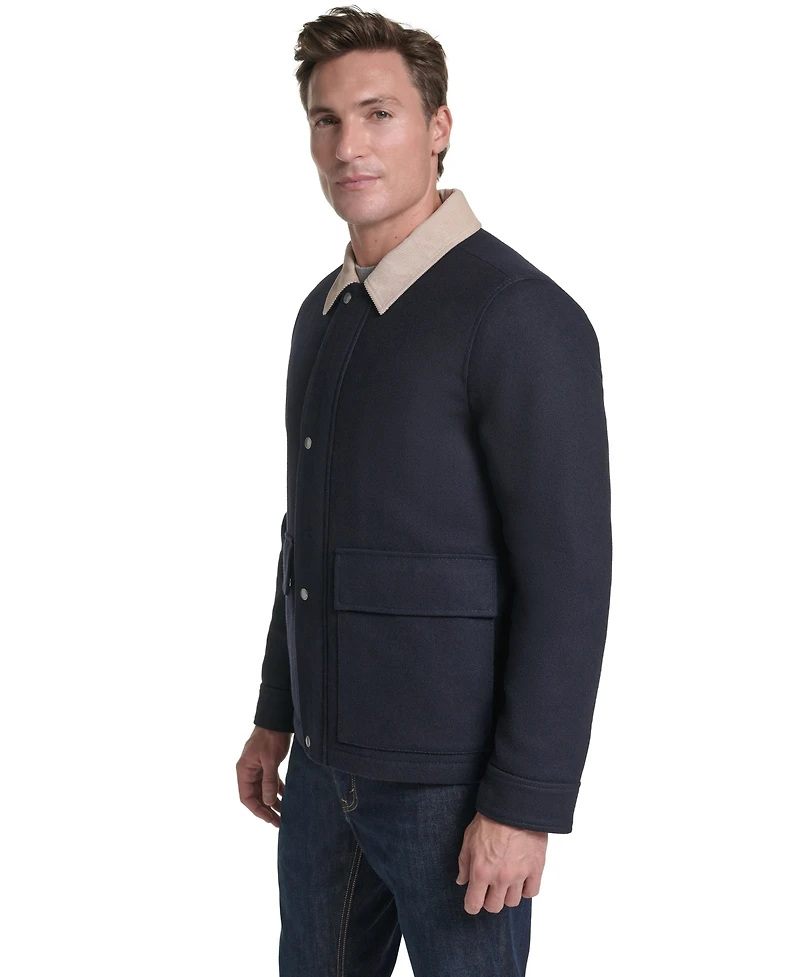 Cole Haan Men's Front-Zip Melton Wool Jacket