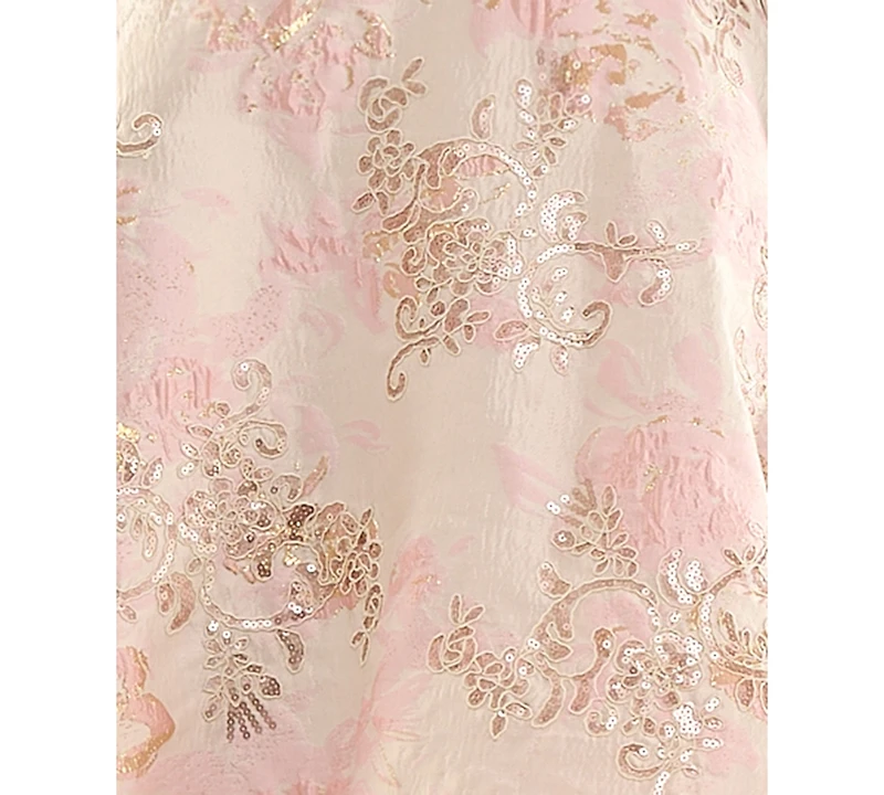 Seni & Cade Juniors' Floral-Sequin Fit-and-Flare Dress