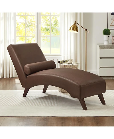 Streamdale Furniture Mid-Century Modern Tech Fabric Chaise Lounge with Bolster Pillow