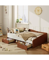 Streamdale Furniture Upholstered Daybed Frame with 2 Storage Drawers