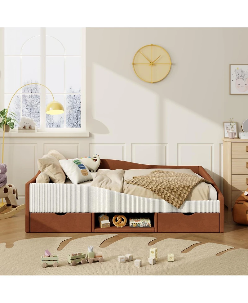 Streamdale Furniture Upholstered Daybed Frame with 2 Storage Drawers