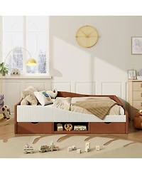 Streamdale Furniture Upholstered Daybed Frame with 2 Storage Drawers
