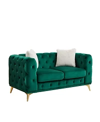 Streamdale Furniture Classic Modern 61.25" Velvet Chesterfield Sofa with 2 Pillows