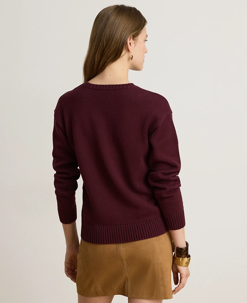 Lauren Ralph Petite Intarsia-Knit Crewneck Sweater