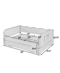 Streamdale Furniture Gingham Upholstered 3-in-1 Full-Size Daybed with Trundle and Storage