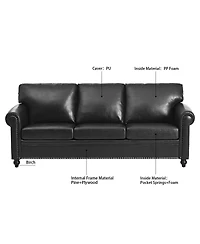 Streamdale Furniture Elegant Pine Wood Armchair with Silver Nailhead Trim and Detachable Cushion