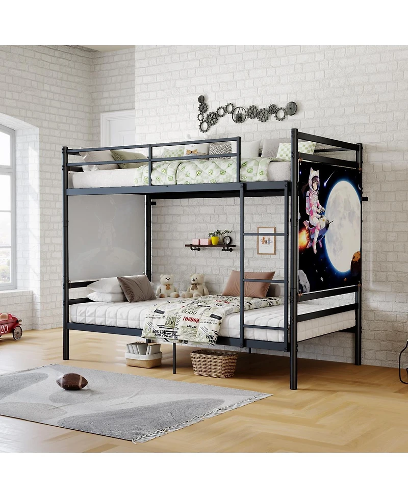 Streamdale Furniture Twin Over Twin Metal Bunk Bed with Ladder and Guardrails