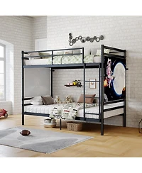 Streamdale Furniture Twin Over Twin Metal Bunk Bed with Ladder and Guardrails