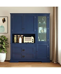Streamdale Furniture Traditional 63.3" Freestanding Kitchen Pantry Cabinet with Hutch