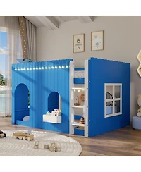 Streamdale Furniture Kids Loft Bed with Warm Led Light String