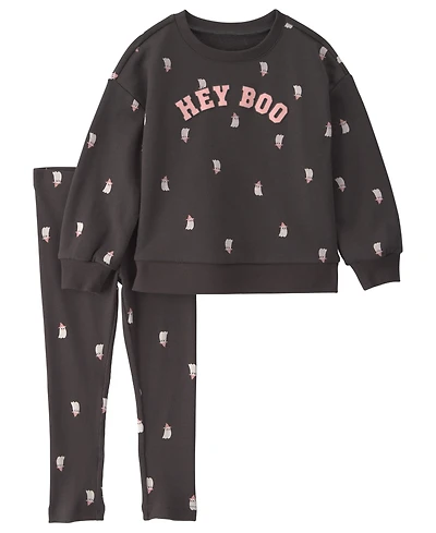 Carter's Toddler Girls' 2T-5T Halloween Hey Boo French Terry Top and Pants, 2-Piece Set