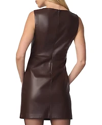 Joe's Jeans Women's Faux Leather Meg High Jewel Neck Mini Dress
