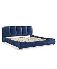 Streamdale Furniture King Size Upholstered Bed Frame with Segmented Velvet Headboard
